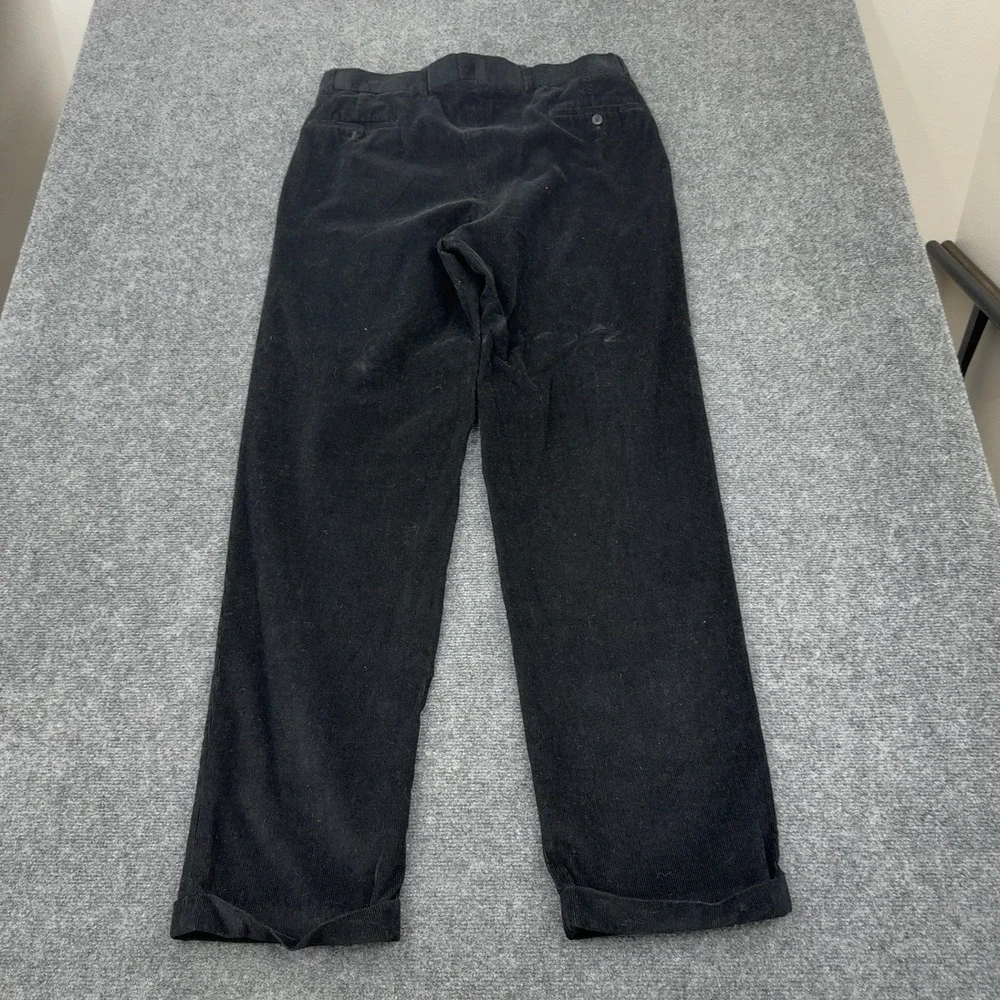 Blue Pronto Uomo Pants Mens 36x34 Black Cotton Corduroy Pleated Cuffed Classic